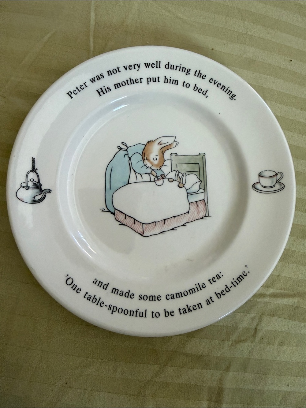 Wedgwood White Plate with Pastel Peter Rabbit Illustration
